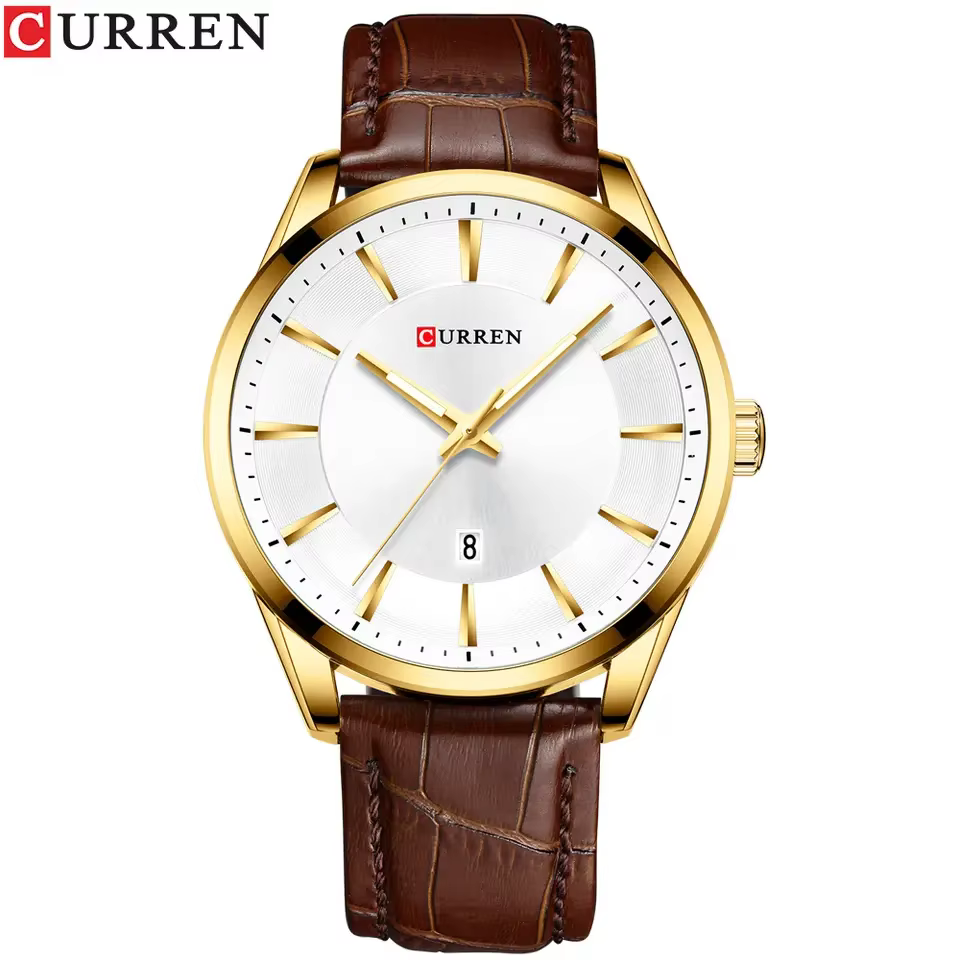 Curren Leather Luminous Watch With Date