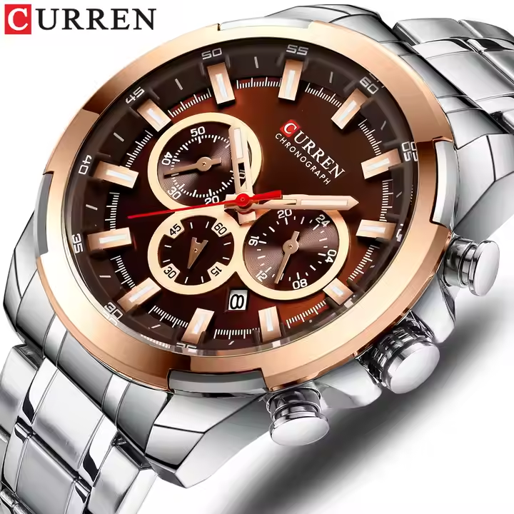 Luxury Men Analog Watch New Design Western Style Hardlex Dial Stainless Steel Band 