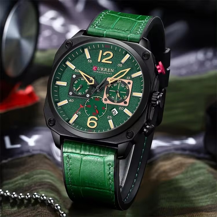 Curren Reloj  Square Dial Classic Chronograph Quartz Watch