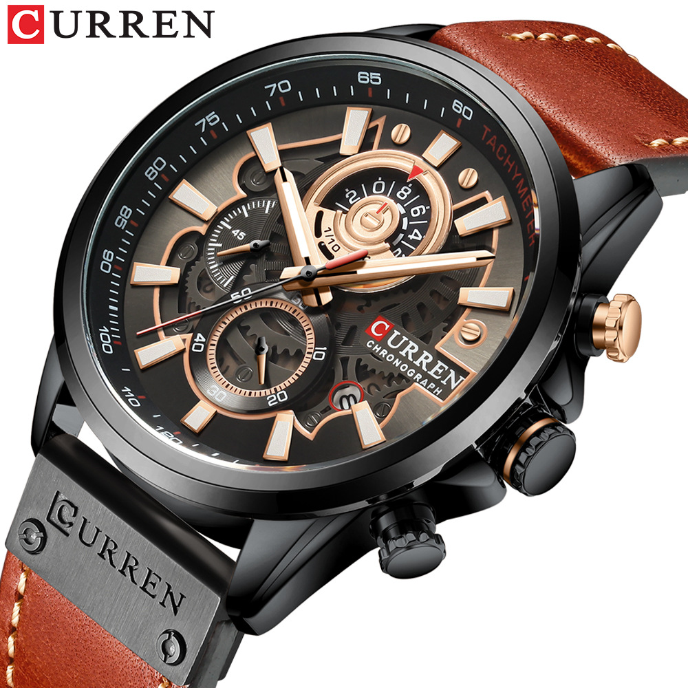 Curren Luminous Chronograph Leather Strap Wath