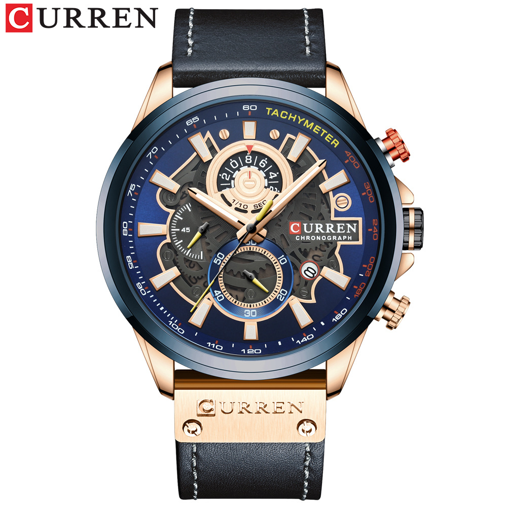 Curren Leather Luminous Chronograph Watch